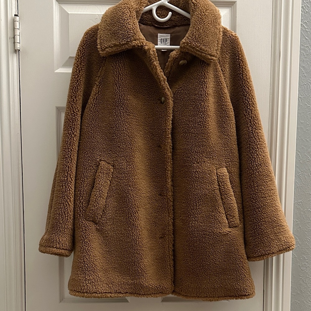 GAP Camel Brown Teddy Coat with Collar